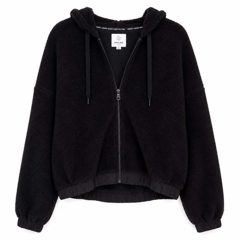 Aerie Sherpa sweatshirt zip up with hoodie and side pockets. Women’s M